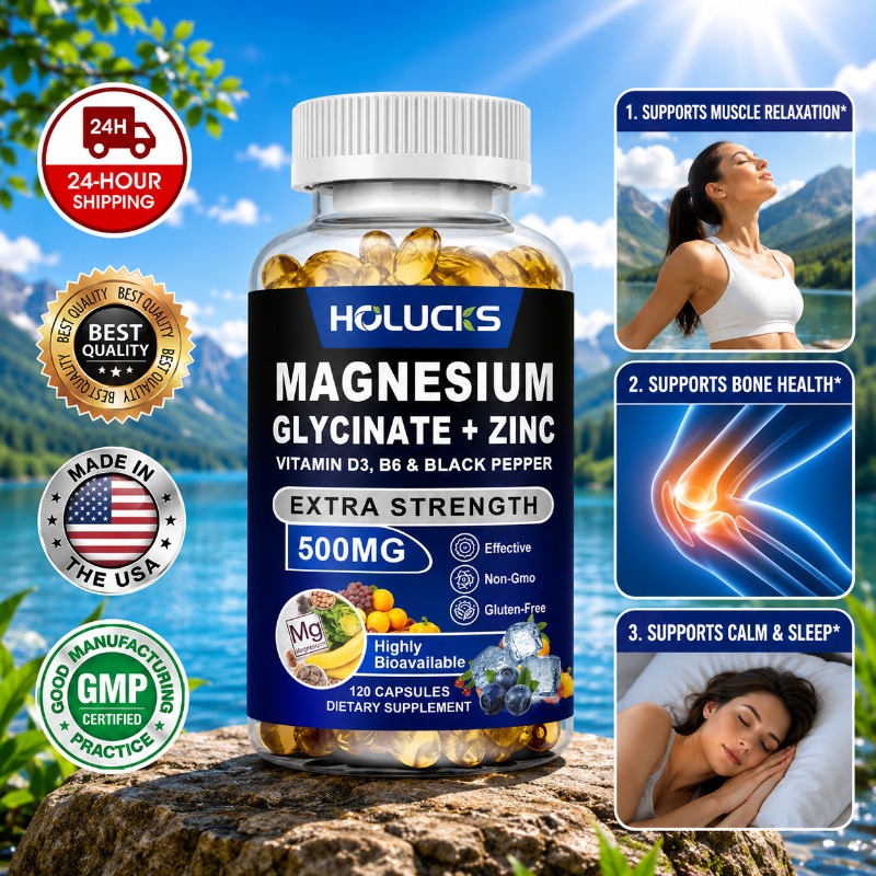 Magnesium Glycinate Capsule - 유기농 마그네슘 아연 보충제, 비타민 B6