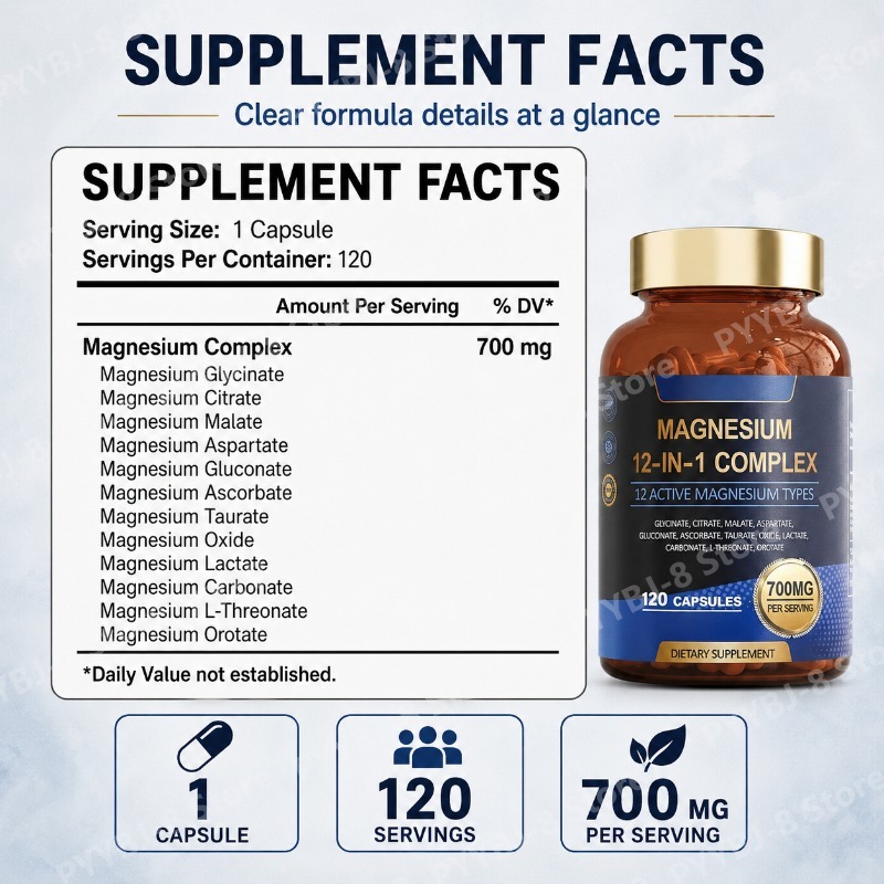 12 in 1 마그네슘 복합 캡슐은 근육 이완 및 심장 - Magnesium Glycinate Capsule 리뷰 및 가격